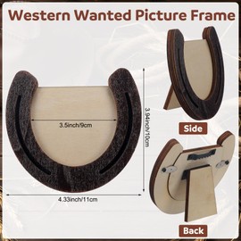 AceOrbit 3 Pcs Horseshoe Photo Frame Wooden Western Picture Frame Holds 3.5 x 3.5 Inch Picture with Clear Acrylic for Rider or Horse Lover Equestrian Derby Party Gift Vintage Wedding Party Decoration