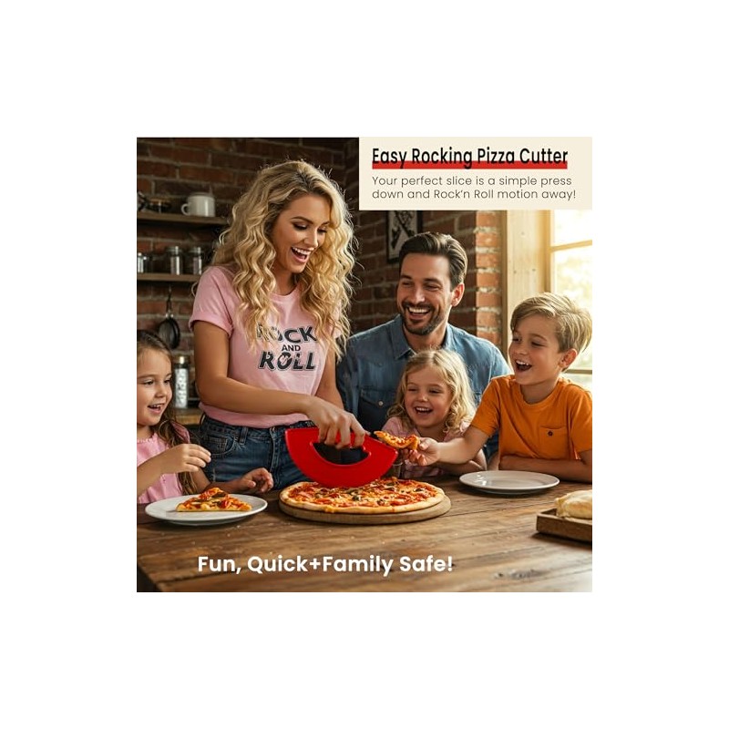 Rock'n Roll Pizza Cutter, Plastic, Non-Stick, Rocking, 9 inch, Easy