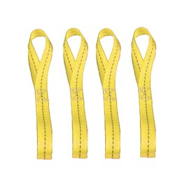 Pack of 4 Double Loops Lashing Loops Tie Down Straps Woven Nylon Strap - 800 kg Working Load, 25 x 400 mm Belt Loops for Motorcycle, ATV, UTV, Bike, Camping, Climbing, Suspension, Yellow
