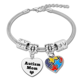 DlaeKua Autism Mom Gifts Autism Awareness Bracelet for Women Autism Awareness Gift for Mom Autism Jewelry Mom Christmas Birthday Gifts from Daughter Mom Autistic Gifts Inspirational Gifts for Mom