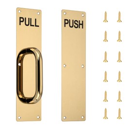 GINZER Push Pull Door Handle Set, Commercial Heavy Duty Sliding Door Handles, Perfect for Garage Restaurant & Business Place，300 X 80 mm（Gold）