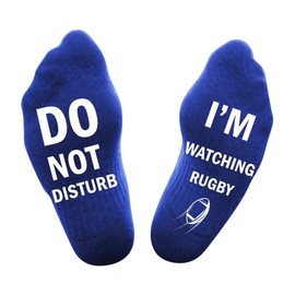 FABSELLER Do Not Disturb I'm Watching Rugby Socks Funny Cotton Socks Gift for Men Women Game Lovers Casual Socks