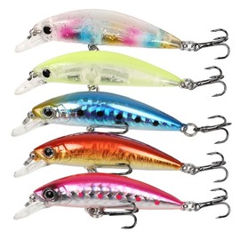 Night Army Fishing Tackle Lures for Light Games, Sinking Minnows, 5 Colors, Salt Minnows, Embankment Light Games, Agging, Mebaling, Sea Bass, Flounder, Blue Things, Etc. (0.24 oz (6.0 g) Set of 5