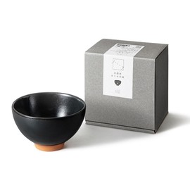 &NE NAW-193-BK Red Soil Rice Bowl, Black, Mino Ware, Made in Japan, Dishwasher-safe, Japanese Tableware, Scandinavian Simple, Pottery, Rice Bowl, Bowl, Bowl, Bowl, Bowl, Rustic Mat, Glossy, Boxed,
