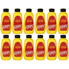 Koops' Original Yellow Mustard – Gourmet Mustard, Gluten-Free, Kosher, Made in USA, From Quality Mustard Seeds, Yellow Mustard Sauce – 12 Oz, Pack of 12