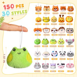 Libima Mini Stuffed Animals Sea Animal Fruit Plush Keychain Set for Carnival Birthday Classroom Prizes Decoration for Clothes(150 Pcs, Jungle Animals)