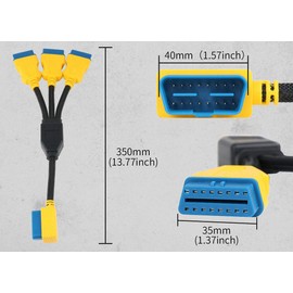 OURANTOOLS OBD-2 Verlängerungskabel Splitter Adapter – OBDII 16-Pin 1 Stecker auf 3 Buchsen Extender Kabel mit verstärktem Nylonmaterial zum Verbinden von Auto-Diagnosewerkzeug, 35 cm