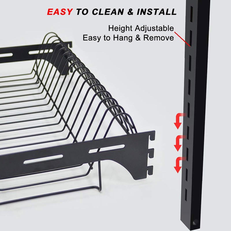 Hanging Dish Drying Rack, Wall Mounted Dish Rack Kitchen, 2