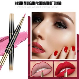 Skynest 6 pieces lipstick and lip liner set, 2 in 1 durable lip gloss, long-lasting, does not fade, waterproof, highly pigmented velvet, lip gloss set, beauty cosmetics