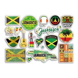 A5 Sticker Sheet Jamaica Vinyl Stickers - Caribbean Country Landmarks Holiday Stamp Summer Map Flag Travel City Luggage Scrapbooking #79028