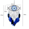 JZK Evil Eye black dream catcher, blue feather dream catcher