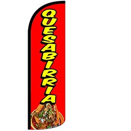 4Less QUESABIRRIA - Windless Swooper Flag Feather Banner Sign 3x11.5 ft Tall (Flag Only) rq, Red