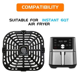 Air Fryer Replacement Grill Pan, Non Stick Coating Crisper Plate Tray Air Fryer Rack with Rubber Bumpers, Air Fryer Replacement Parts, Dishwasher, BPA