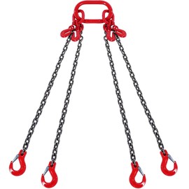 VEVOR Chain Sling, 1/4 inch x 5 ft Lifting Chains with Hooks, G80 Engine Chain Hoist Lifts, 6600 lbs/3 Ton Lifting Sling Chains for Engine Hoist, Engine Lift Chain with 4 Leg Grab Hooks and Adjusters
