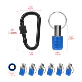 LUEXBOX 1/4 Inch Bit Holder Keychain, Hex Screwdriver Bits Holder Extension Bar, Quick Change Screw Bit Holder for Most Electric, Hand-held Screwdrivers and Drill Bits (B: Blue 6pack)