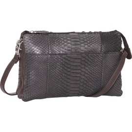 Sankyo Shokai Women's Shoulder Bag, Diamond Python, 3-Way, dark brown