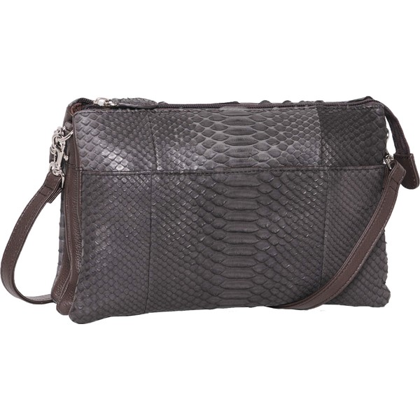 Sankyo Shokai Women's Shoulder Bag, Diamond Python, 3-Way, dark brown