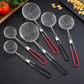 UUYYEO 2 Pcs Stainless Steel Strainer Spoons Ladle Hot Pot Strainer Scoops Wire Strainers for Cooking Skimmers Small Frying Spoon Strainer Kitchen Oil Filter Spoons