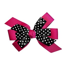 WD2U Girls 4.5" Black Dotted Grosgrain Boutique Hair Bow Alligator Clip (Azalea)
