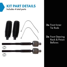 TRQ Front Steering Kit Steering Rack & Pinion Bellow Tie Rod Compatible with 2013-2018 Nissan Altima 2016-2023 Maxima
