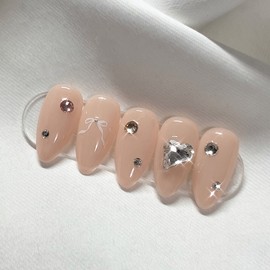 [Handmade Nail Tips] Nude Light Nail Tips - Coffin Egg / [수제네일팁] 누디라이트 네일팁 - 코핀에그