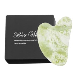 Gua Sha Board aus reiner natürlicher Jade - Für Kiefer, Gesichtsheber, Körperentgiftung, Augen, Hals, kleine Geschenke (weiß und grün)
