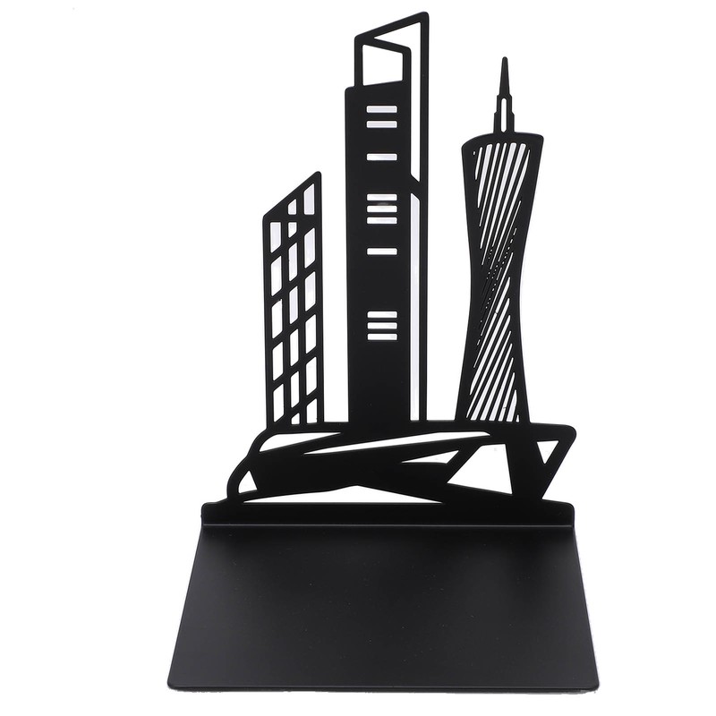 4pcs Bookends Black Architectural Style Decorative Non Slip Metal Desktop