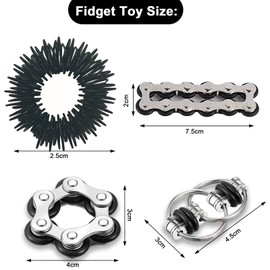 AHEJIOO Pack of 4 Fidget Toys, ADHD Aids, Anti-Stress Toy, ADHD Toy, Fidget Ring, Stress Toy, Acupressure Ring, Fidget, Anti-Stress, Fidget Toy, Fidget Toys Adults