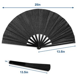 Infinity Republic Glitter Black X-Large Hand Fan