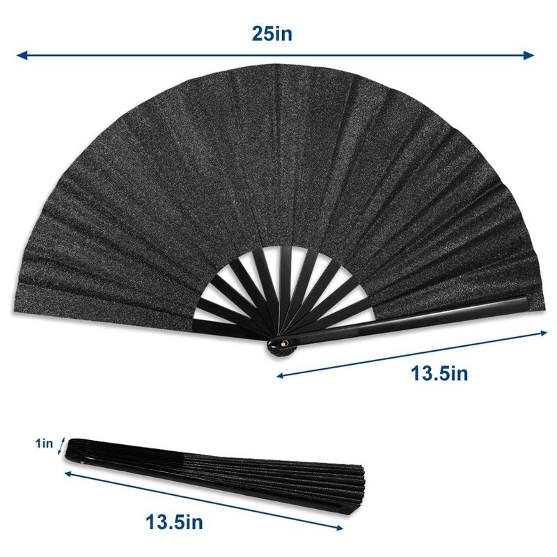 Infinity Republic Glitter Black X-Large Hand Fan