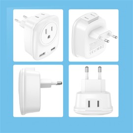 2Pcs Travel Plug Adapter with 2 USB, Multifunctional European Plug Adapter for US to Most of Europe EU Spain Italy France Germany…