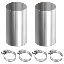 Pack of 2 Exhaust Pipe Auxiliary Heater Connector Diameter 24 mm Exhaust Pipe | Standheizung Abgasrohr Edelstahl Verlängerungsrohr Rohrverbinder mit 4 Klemmen für Diesel Luftheizung im Auto oder Wohnmobil