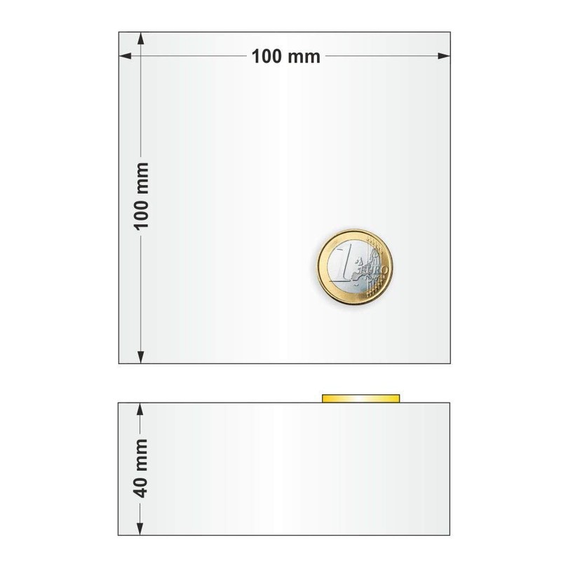 Acrylic Block 100 x 100 x 40 mm Transparent, All-Round
