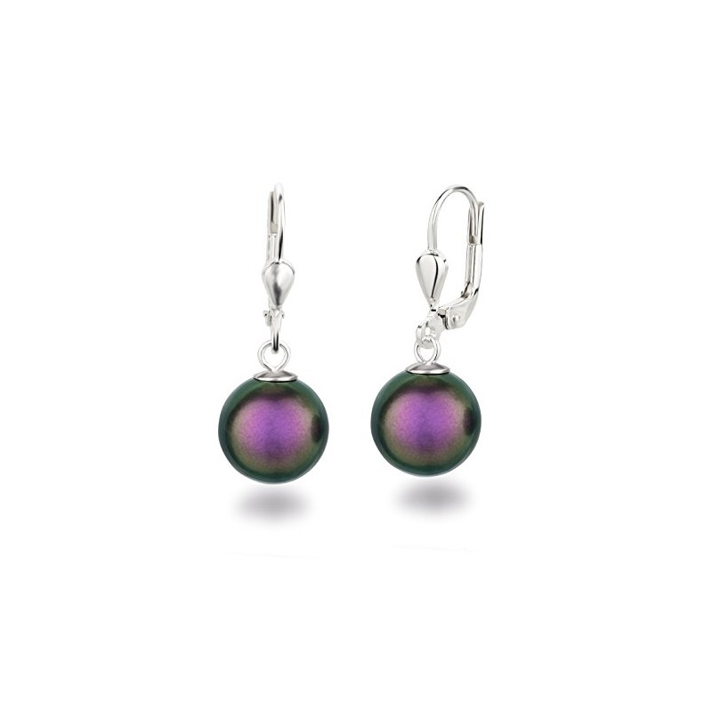 Schöner-SD Pearl Drop Earrings 925 Silver 10 mm, Silver
