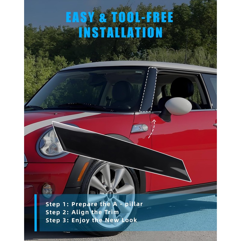 DYNVEX Windshield A-Pillar Trim Molding for Mini Cooper R55 R56