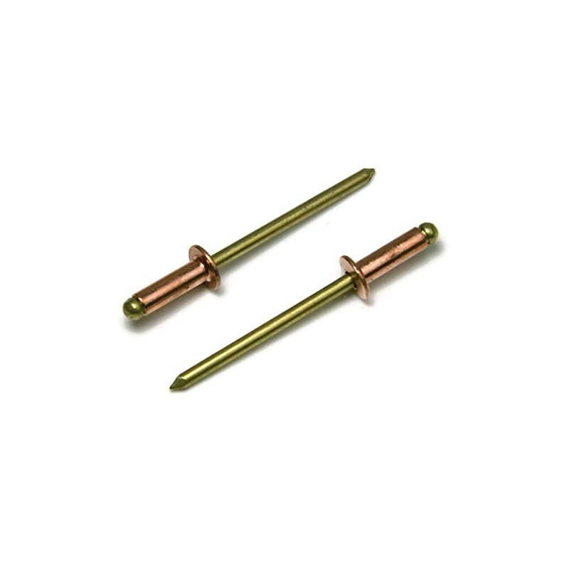 Copper Pop Rivets 1/8 Diameter Brass Mandrel Blind Rivets Dome