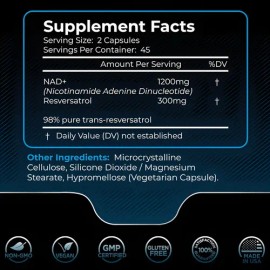 Suplemento en cápsula Wellness Labsrx NAD+ de Nad+ 1500 mg x 120g