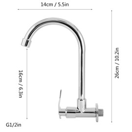 AUNMAS Kitchen Faucet, Water Sink Faucet Single-Tube Cold Wall-Mounted, 360° Rotatable G1/2inch Water Kitchen Tap Without Hose, Copper Outlet, Silver(Wall-Mount, No Basin Faucet)