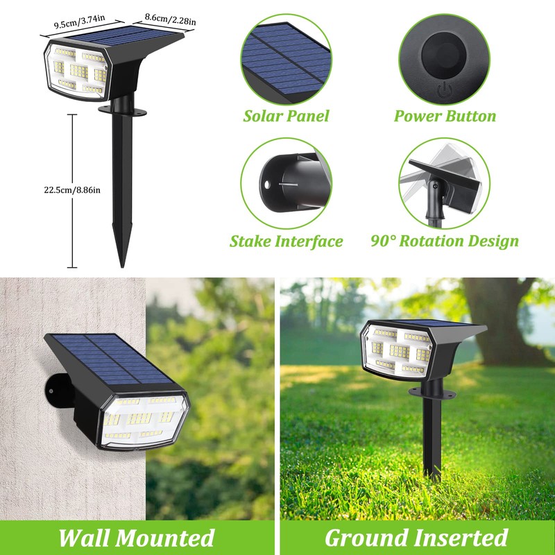 Sucolite 6-Pack Solar Spot Lights Outdoor, 59 LED Solar Lights