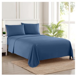 King Size Sheets - Breathable Luxury Bed Sheets with Full Elastic & Secure Corner Straps Built In - 1800 Supreme Collection Extra Soft Deep Pocket Bedding Set, Sheet Set, King, Denim