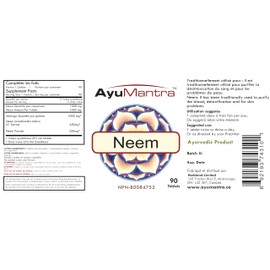 AyuMantra Organic Neem (Azadirachta Indica) Tablets- Blood Purifying, detoxifies, Anti Bacterial- 90 tablets, 1000mg