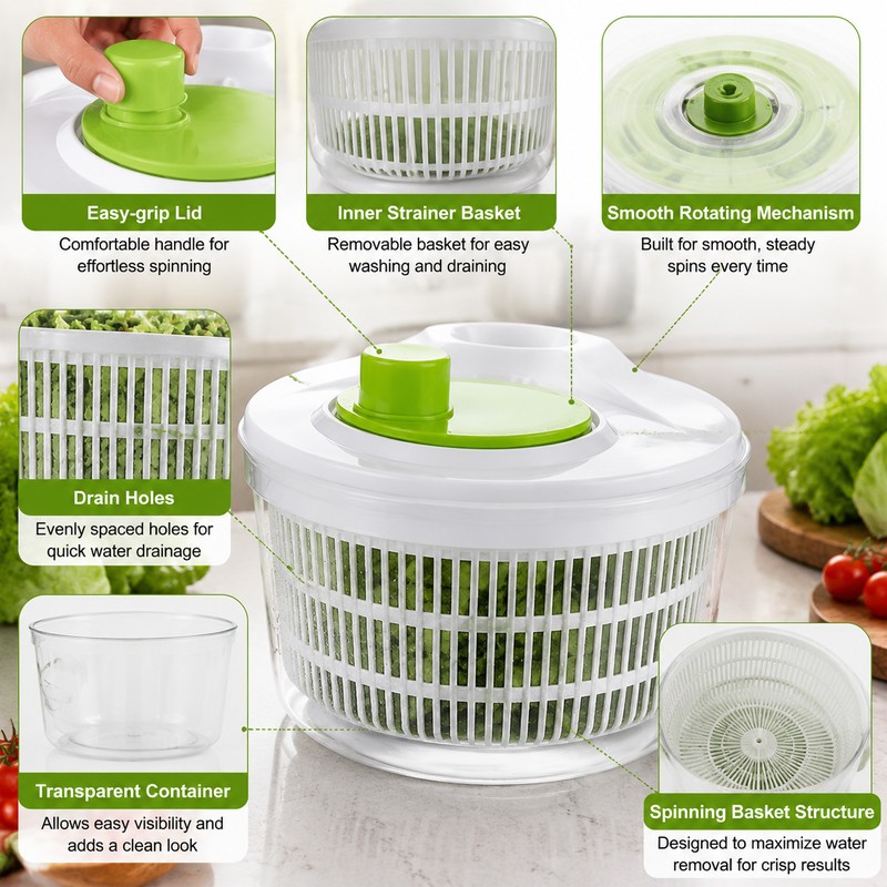Salad Spinner for Washing & Drying Vegetables – Easy Kitchen