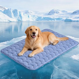 Cooling Mat for Large Dogs, 39"x 28" Thick & Durable Dog Cooling Mat, Q-MAX>0.45, Double-Sided Cooling Pet Pad, Washable Portable Dog Cooling Mat for Couch, Crate & Car - L - Blue