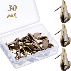 30 Pcs 20 Lbs Pin Hooks Push Pin Hangers Teardrop Style Picture Hooks Metal Picture Hanging Nails for Home Office Wooden Fabric Wall(Bronze)