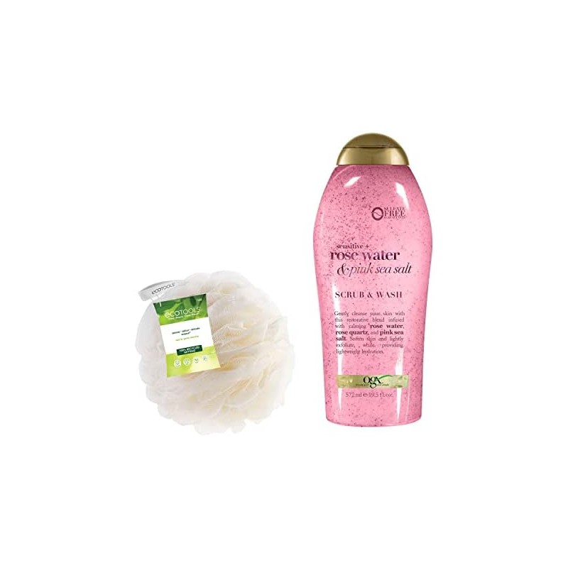 Kit Esponja Suave EcoTools y Body Wash Sal Rosa OGX