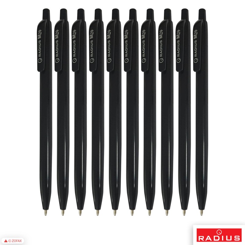 RADIUS M24 Retractable Ballpoint Pens, BLACK, Medium Point (1.0mm), Pack