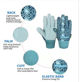 MSUPSAV 4 Pairs Utility Gardening Gloves,Garden Gloves for Women, PVC Dots Work Gloves,Gifts for Women (4 Pairs Per Pack, One Size)