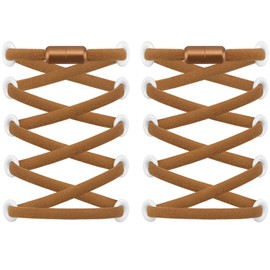 RJ-Sport (2 Pairs of Elastic Shoelaces with Quick Release - Quick Lacing System for Unique Comfort and Strong Hold - with Metal Capsules without Tying (Brown2)