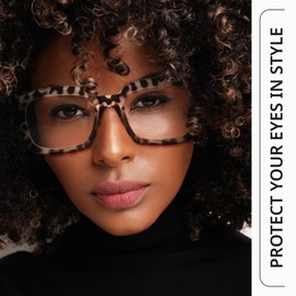 IBOANN Oversized Blue Light Glasses for Woman, Funky Fashion Glasses With Preppy Look, Eye Strain Computer Glasses