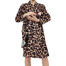 SUFEINI Maternity Robes and Matching Swaddle Blanket Set, Women Mommy Postpartum Robe Hospital Labor and Delivery Gown